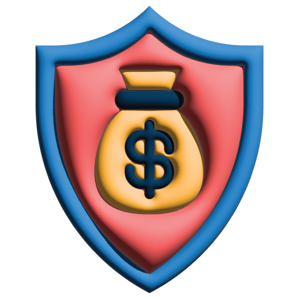 3D illustration protection in credit and loan set png