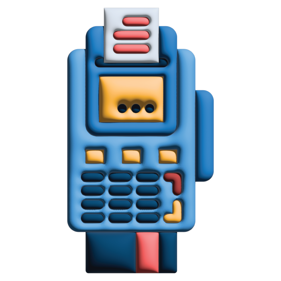 3D illustration pos terminal in credit and loan set png