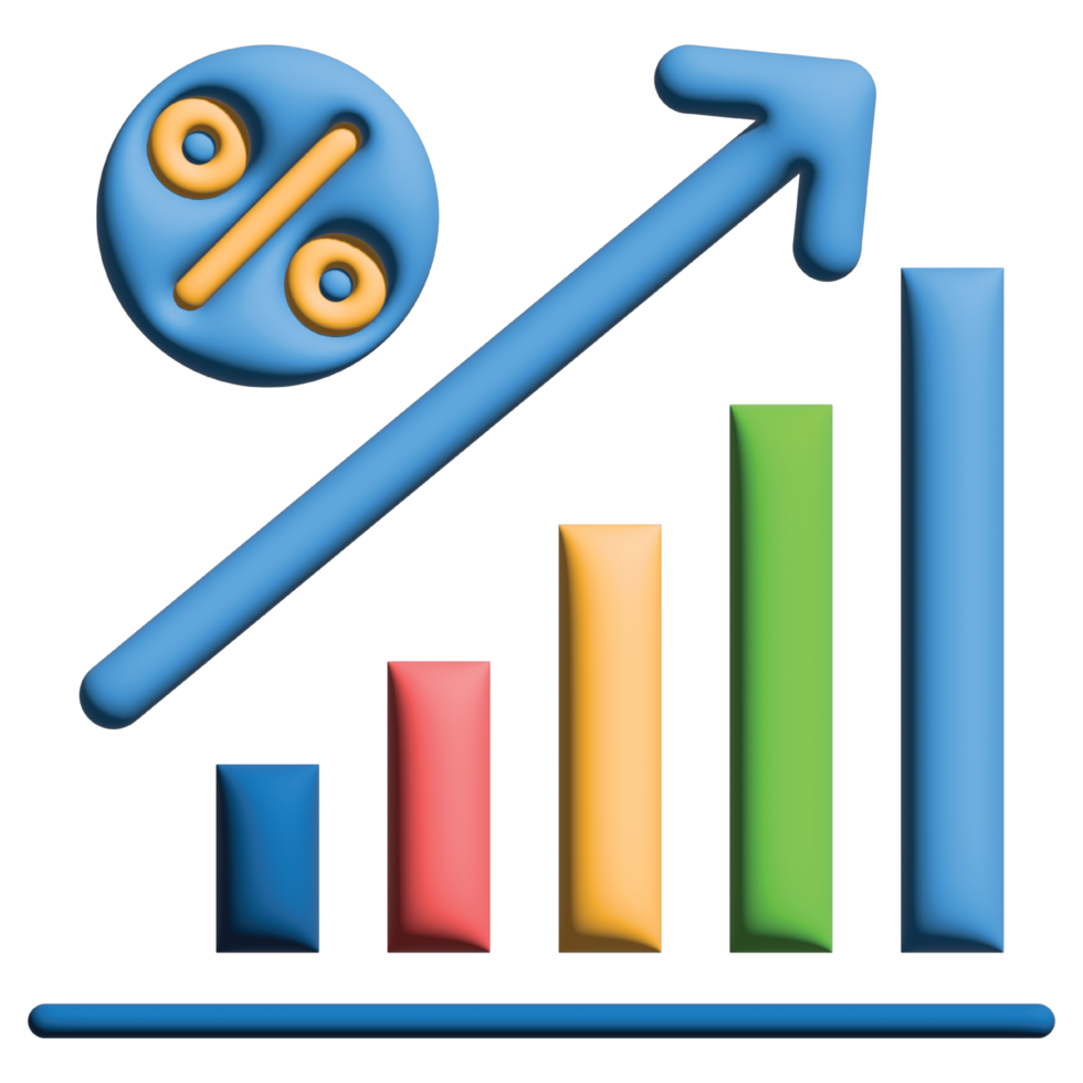3D illustration rate up in credit and loan set png
