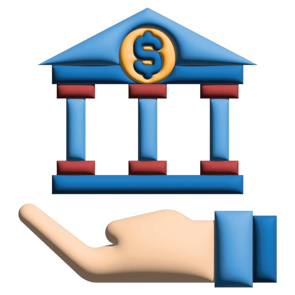 3d illustrazione banca nel credito e prestito impostato png