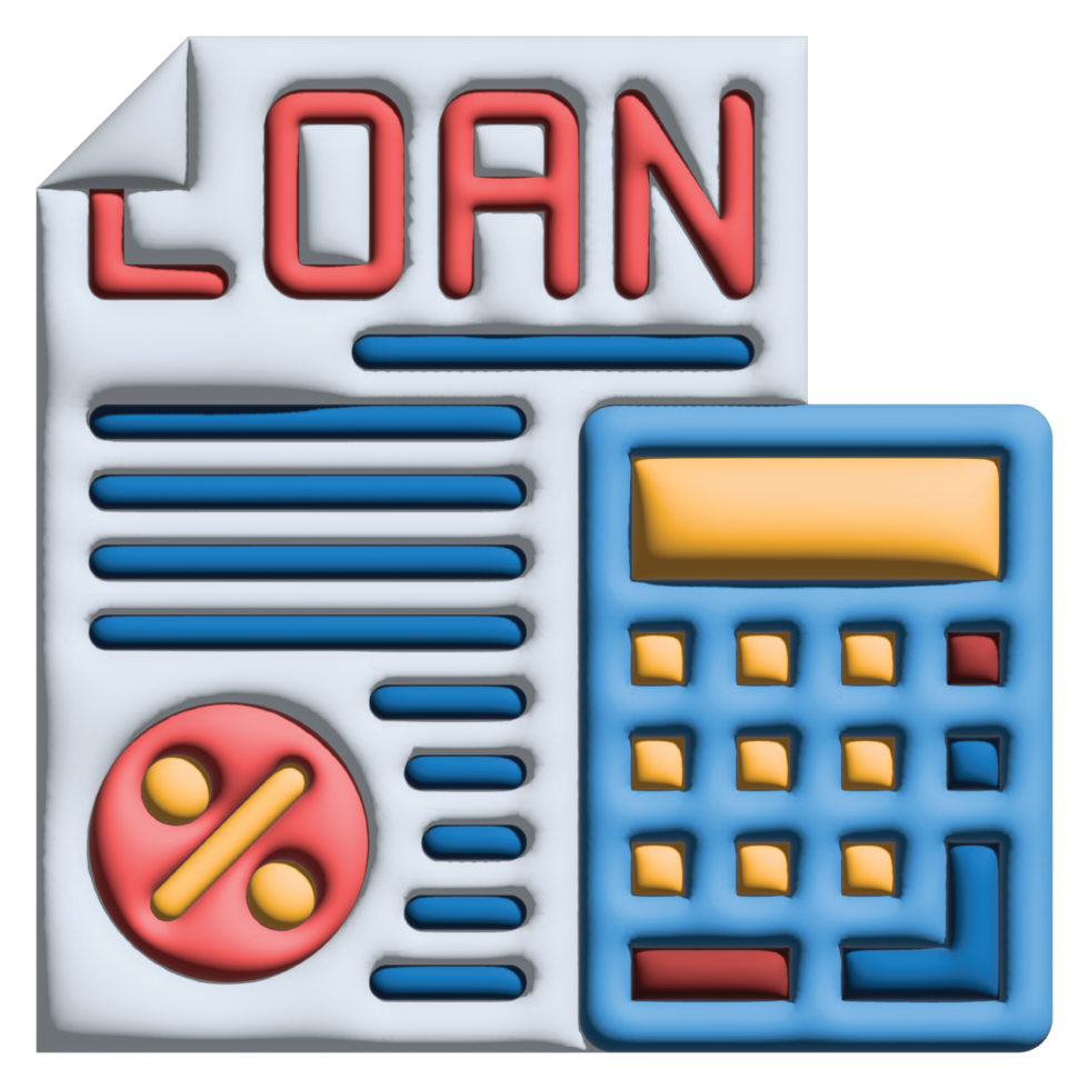 3D illustration calculating in credit and loan set png