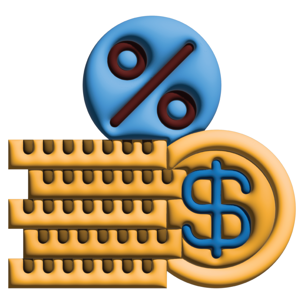 3D illustration coins in credit and loan set png