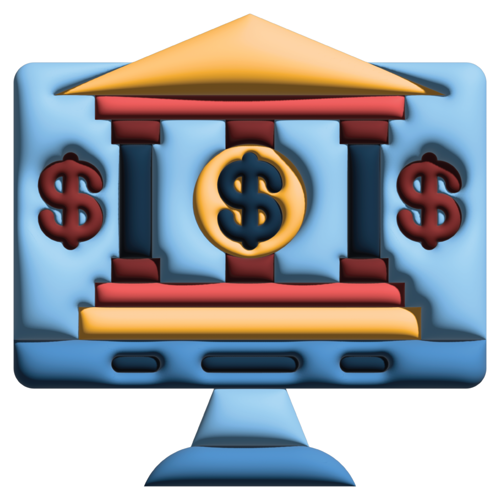 3D illustration online banking in credit and loan set png