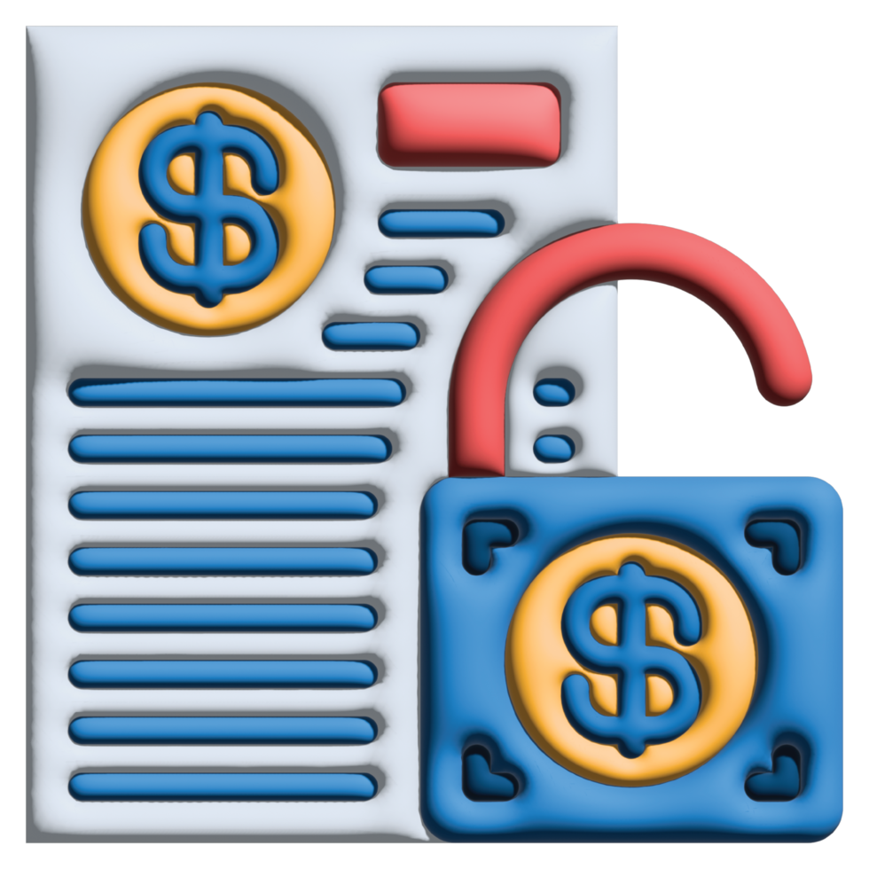 3D illustration unsecured in credit and loan set png