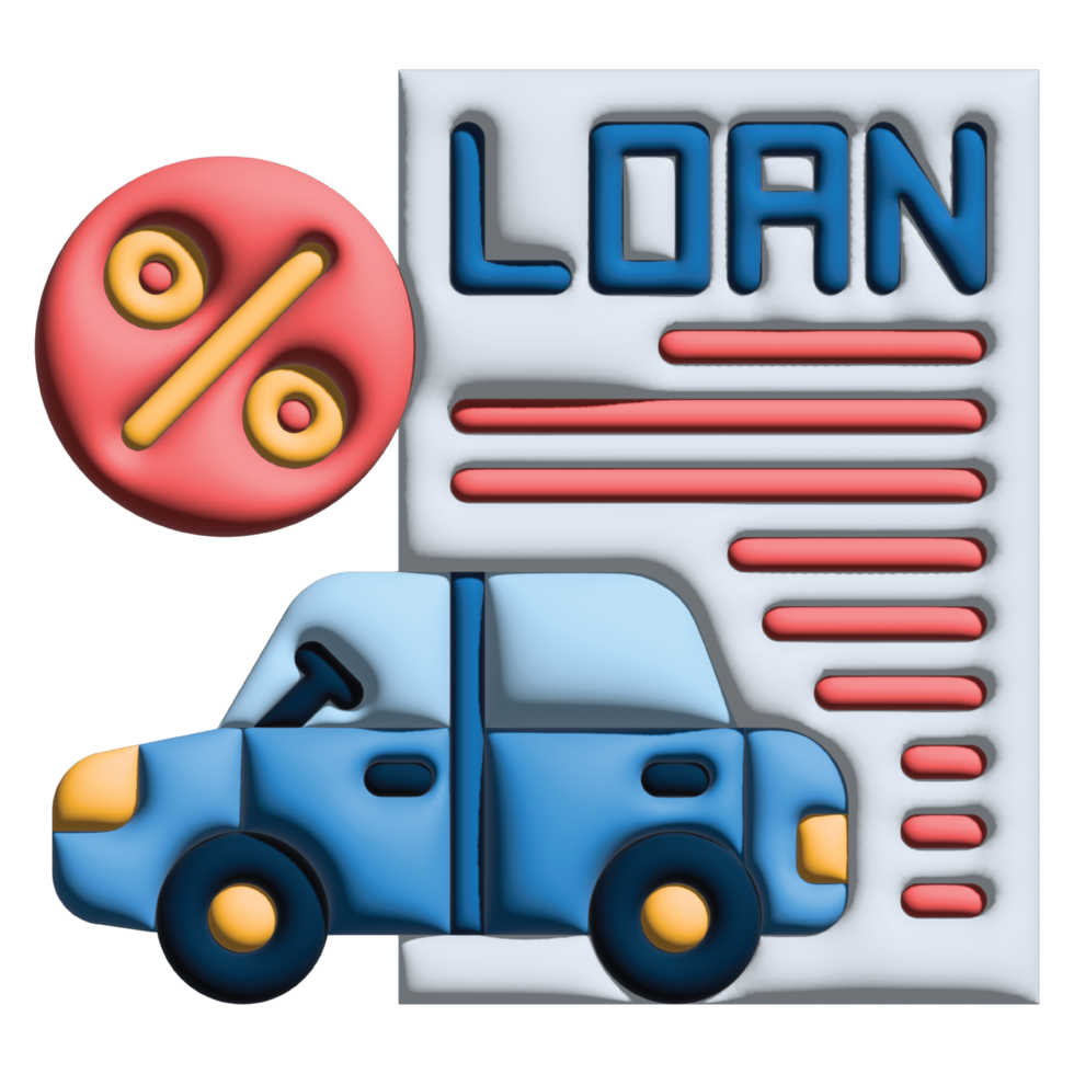 3D illustration car loan in credit and loan set png