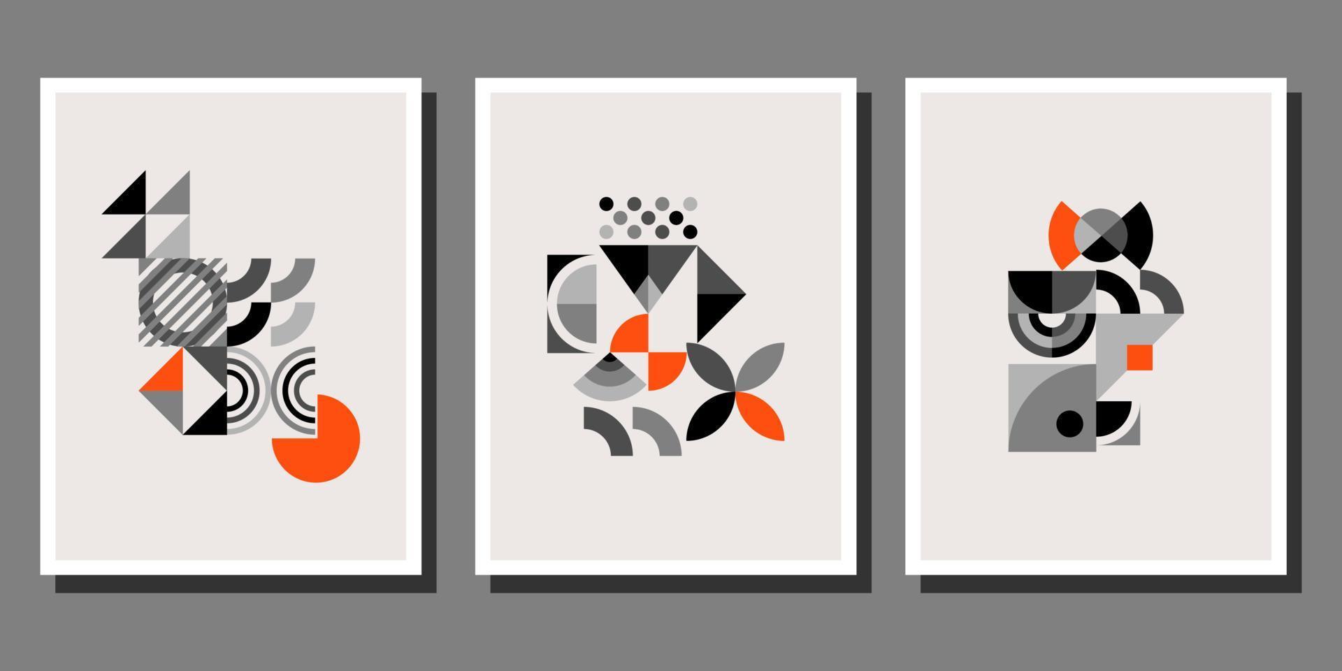 Abstract Bauhaus geometric pattern background vector circle