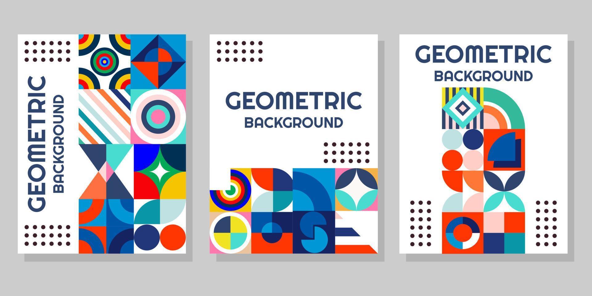 Abstract Bauhaus geometric pattern background vector circle