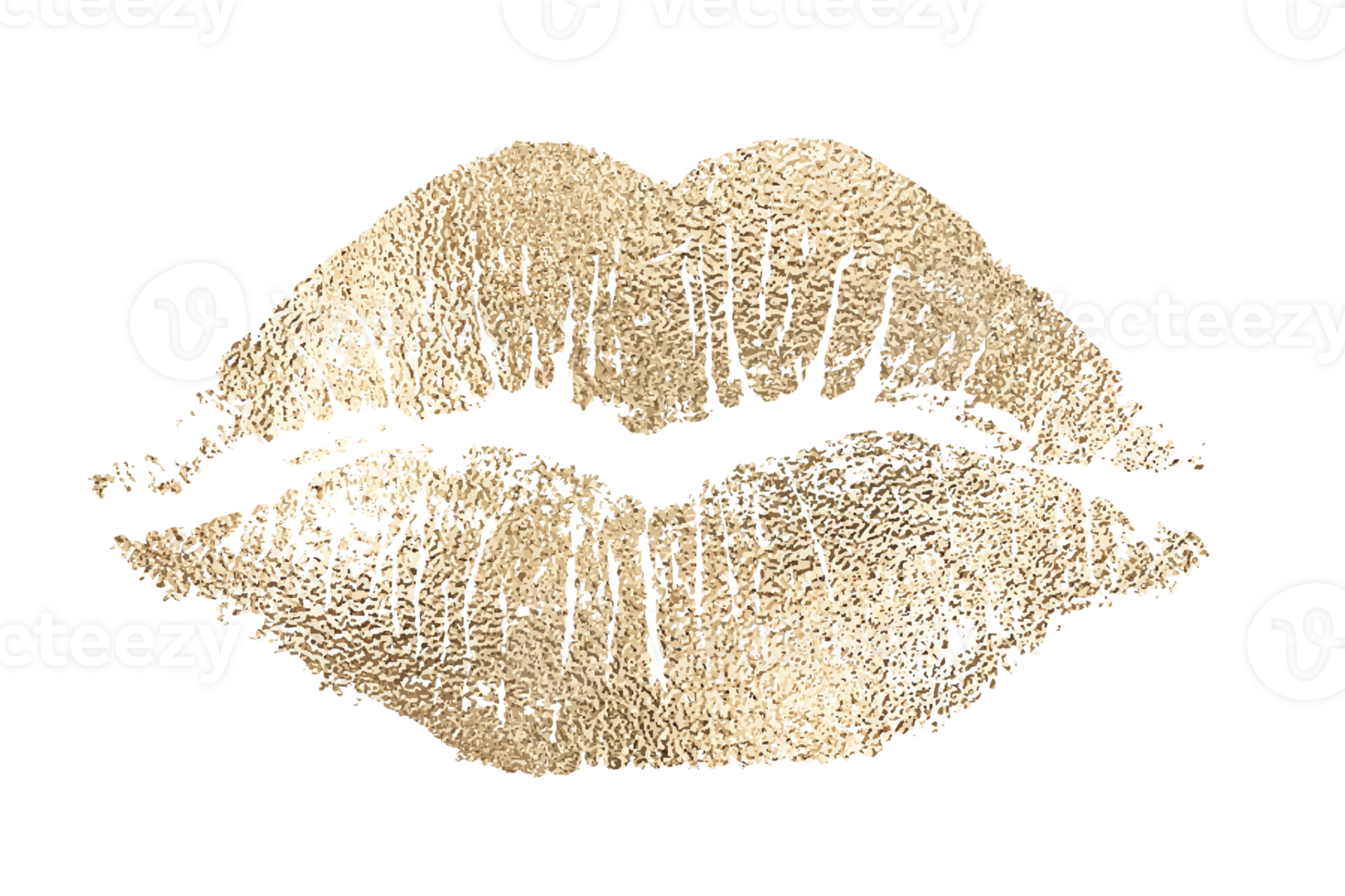 Gold lips isolated on a transparent background png