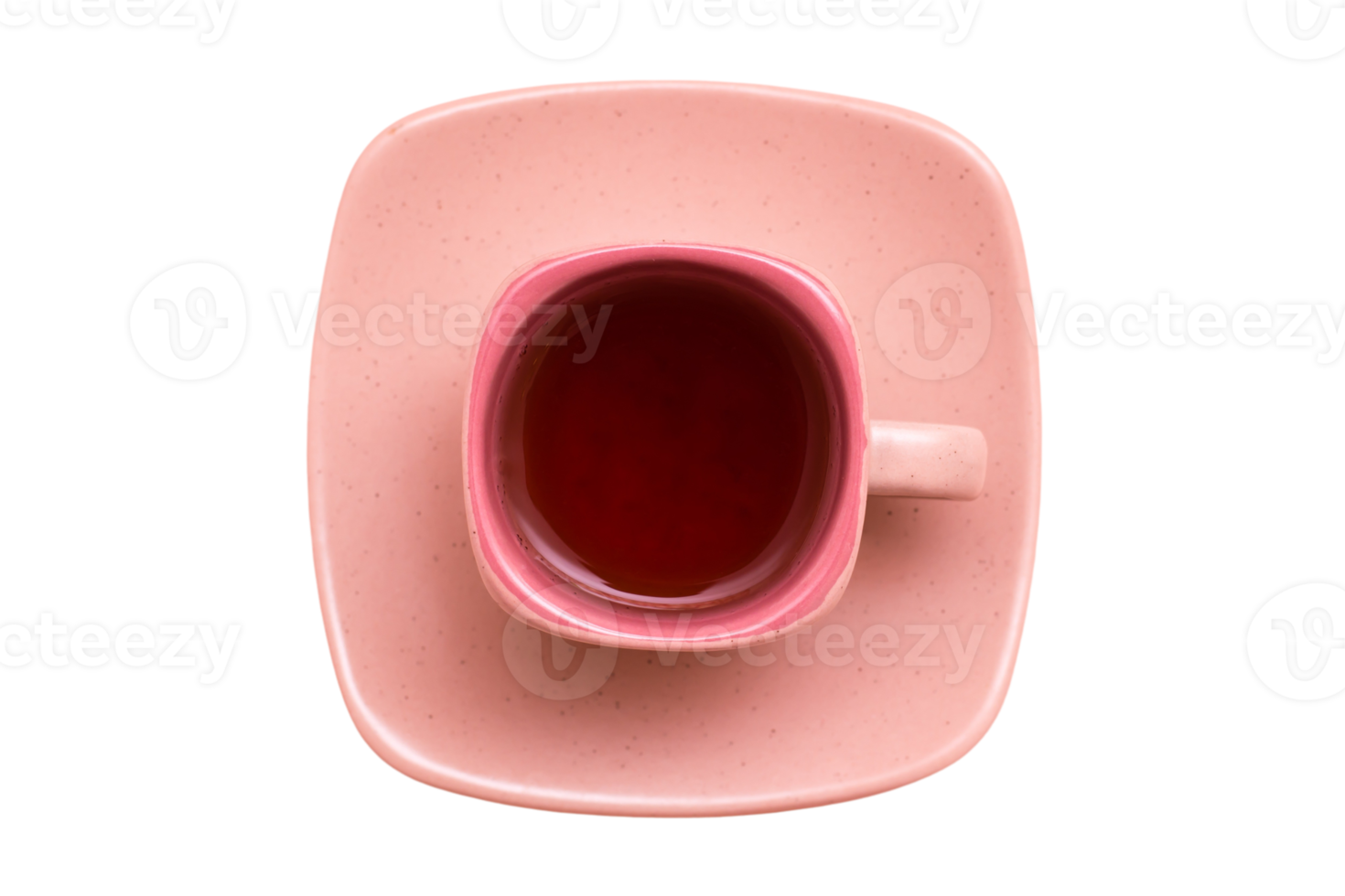 Pink plate and cup with tea isolated on a transparent background png