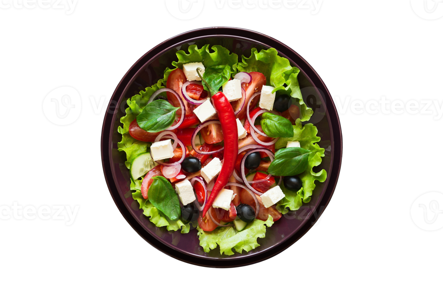 Black bowl with salad isolated on a transparent background 21596773 PNG