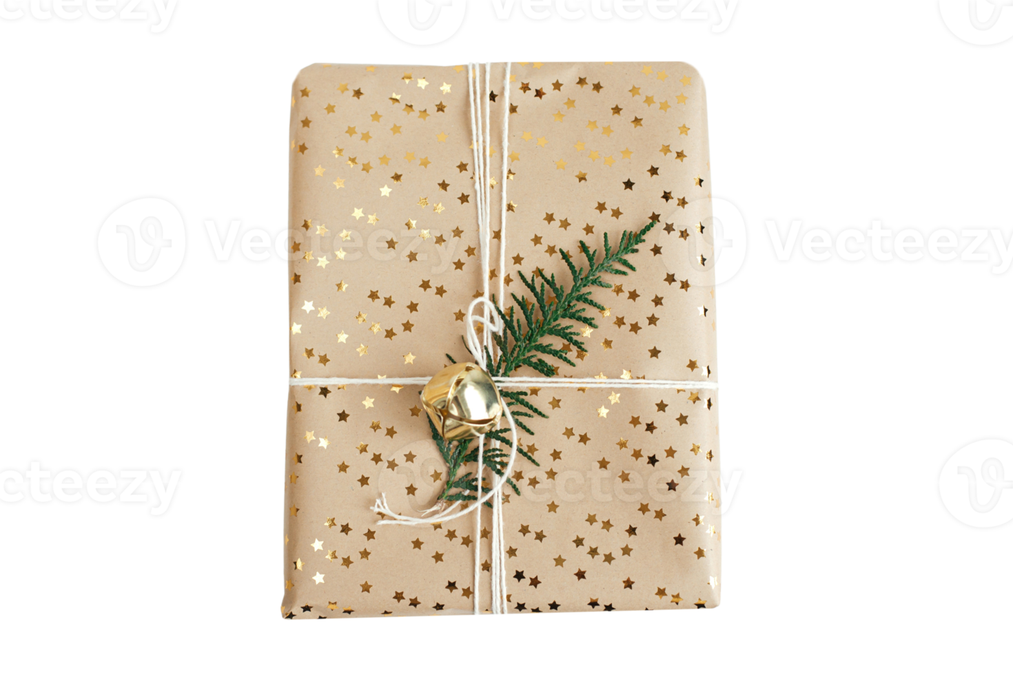 Beige christmas gift box isolated on a transparent background png