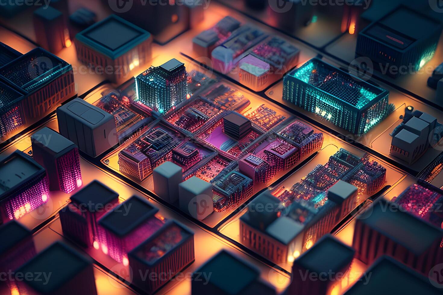 technology future lighting city like a computer digital mother obard design by . photo