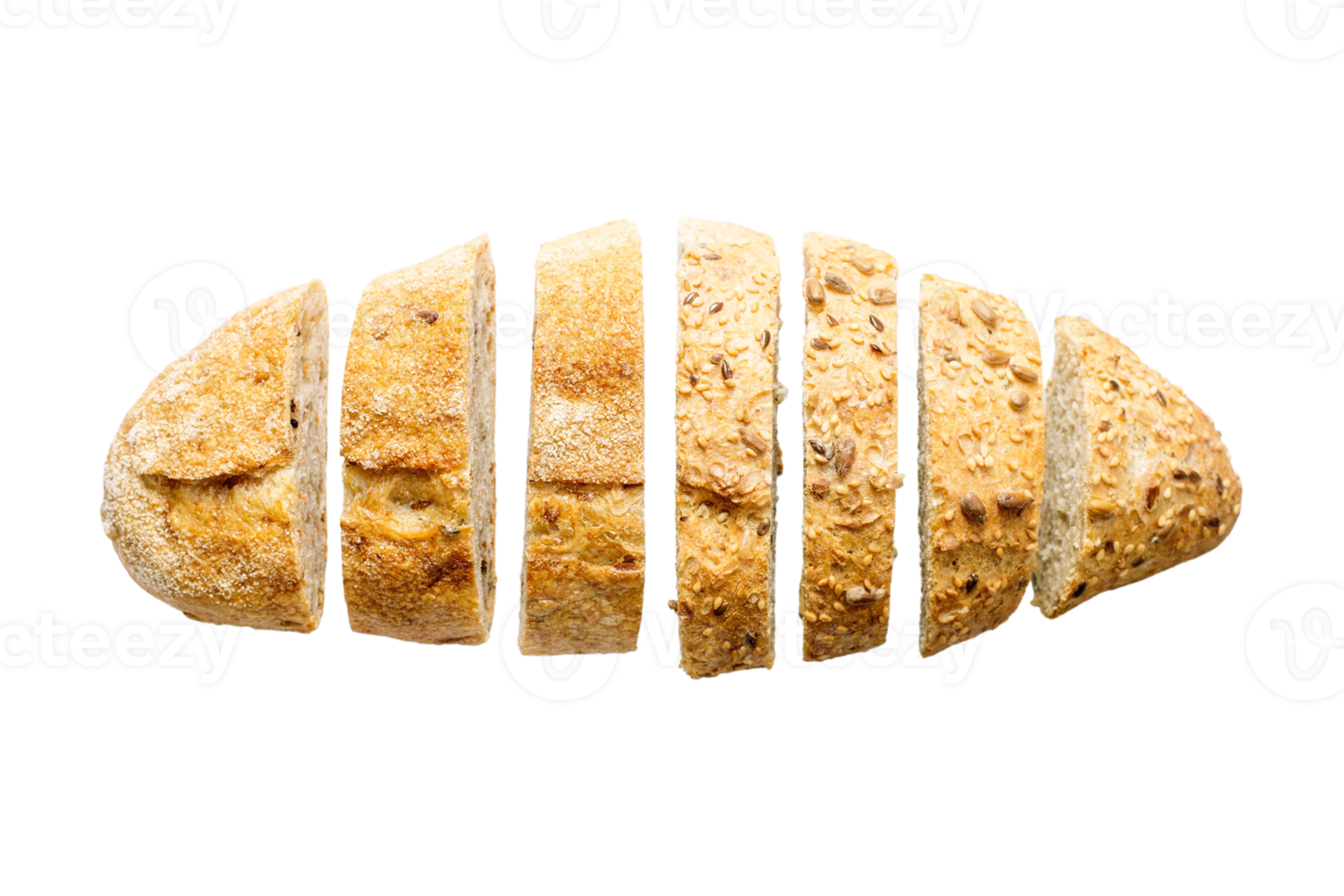 Sliced seeded bread isolated on a transparent background png