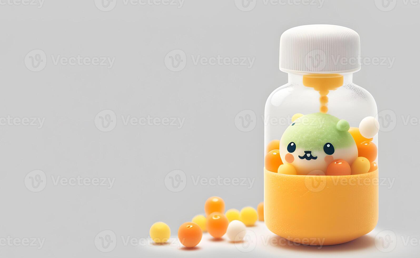 Yellow color pills and bottles designed for world health day on a white background. . photo