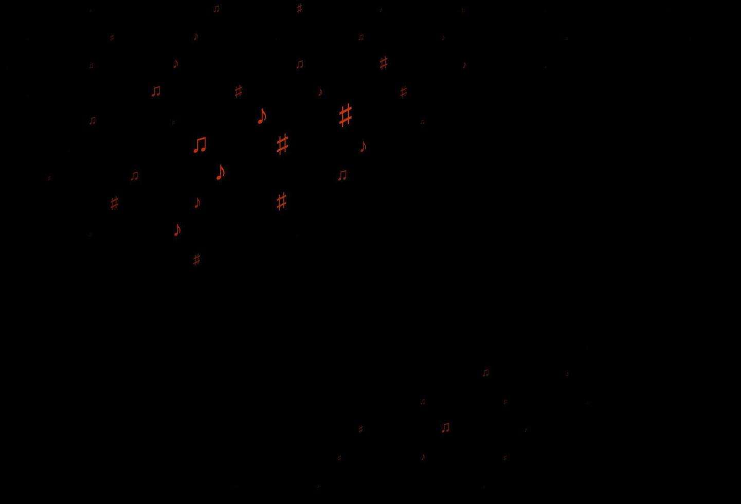 Dark Red vector background with music symbols.