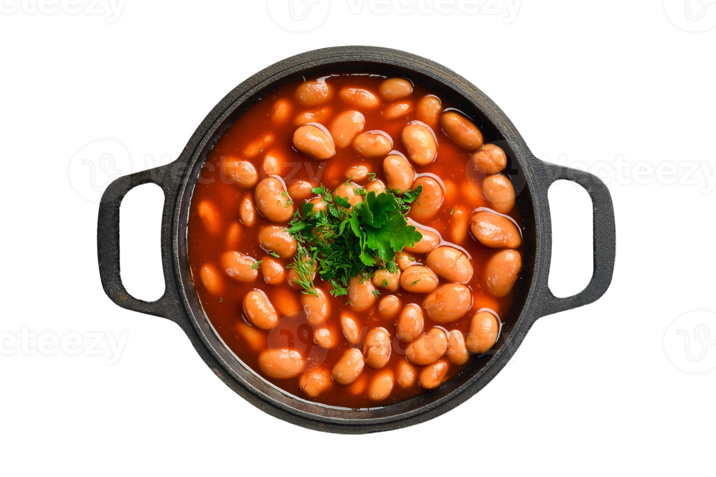 Balck bowl with red beans isolated on a transparent background png