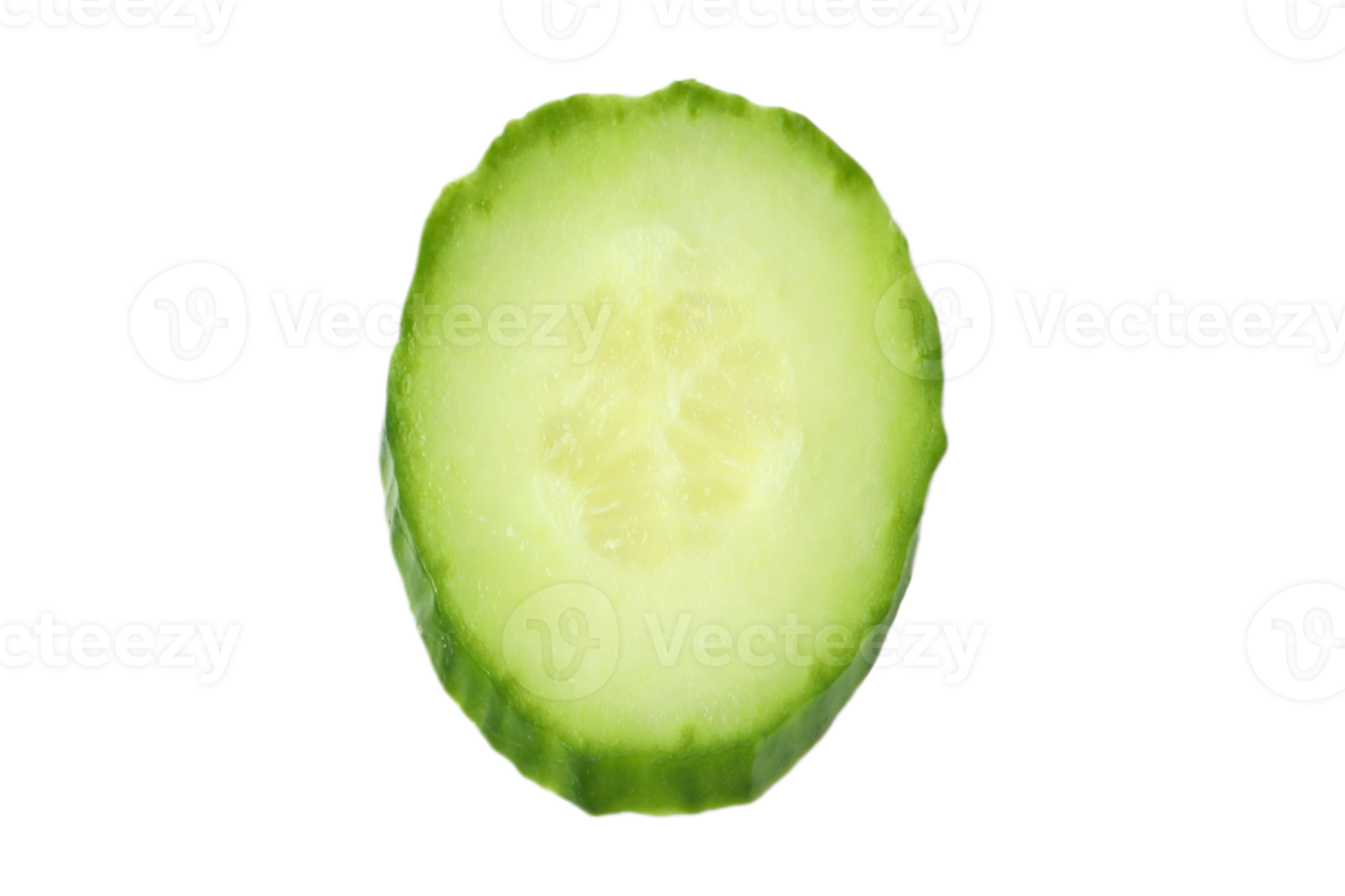Green cucumber slice isolated on a transparent background png