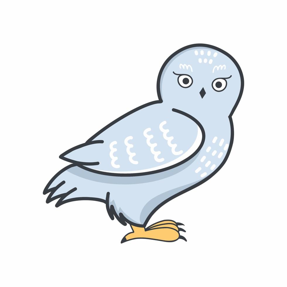 Polar owl. Vector doodle illustration. Drawing for children.