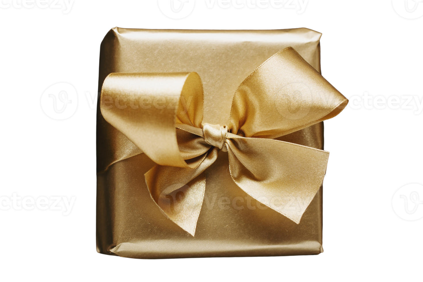Gold gift box isolated on a transparent background png