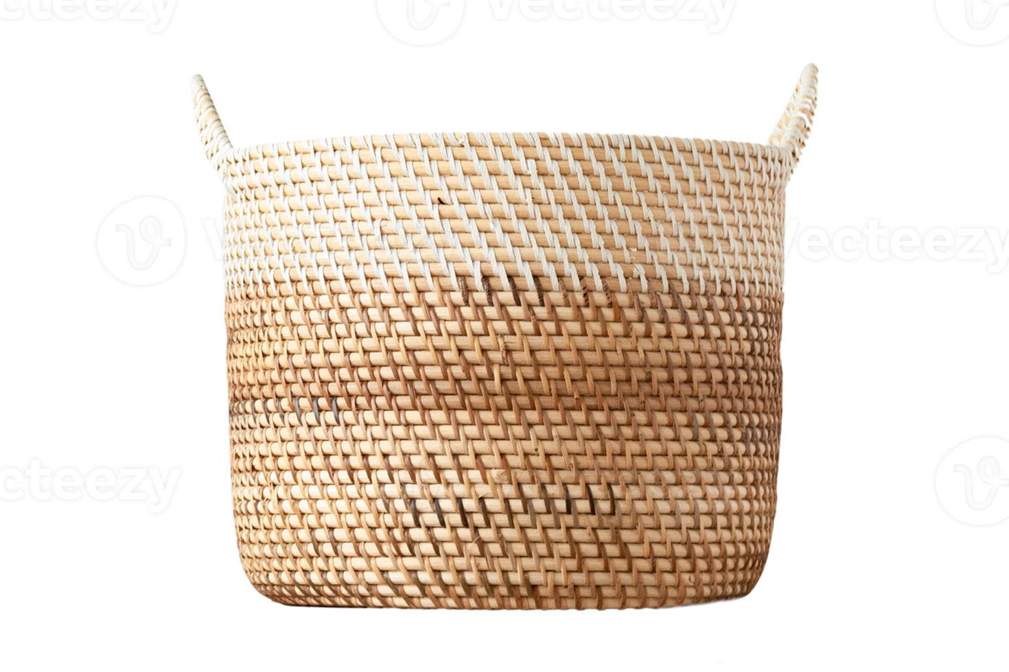 Beige straw basket isolated on a transparent background png