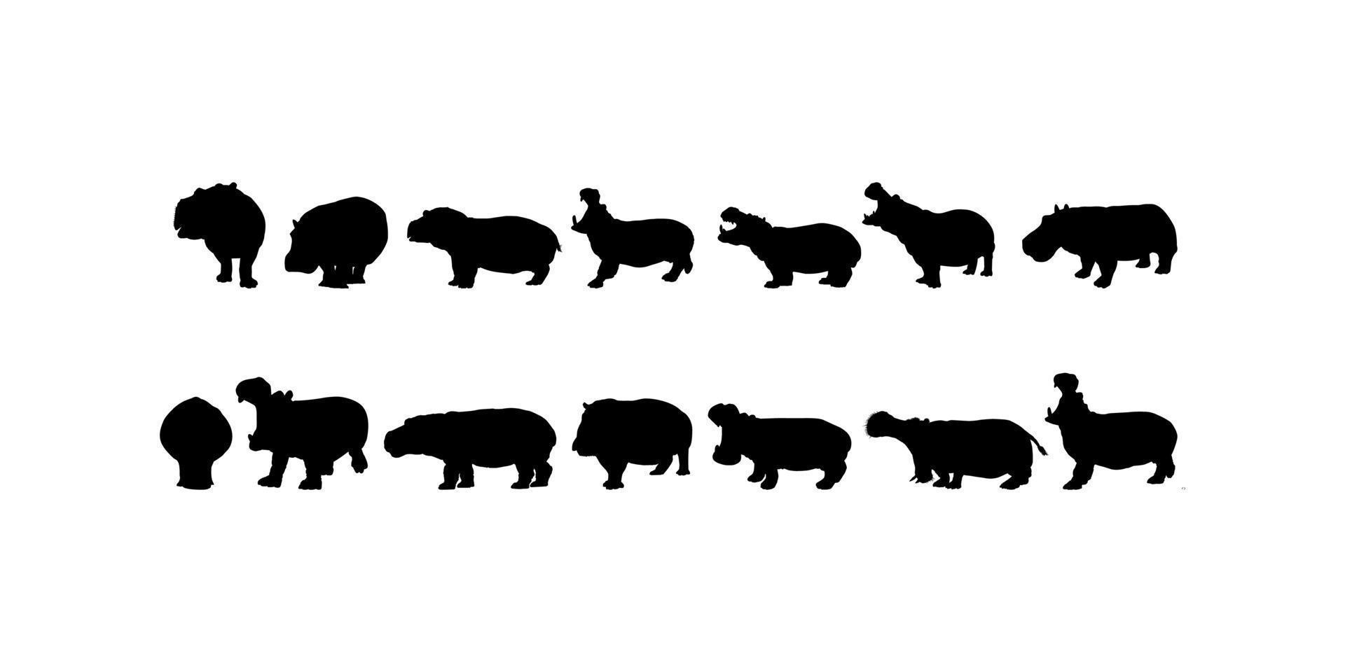 Hippopotamus Silhouette for Logo, Art Illustration, Icon, Symbol, Pictogram or Graphic Design Element. Vector Illustration