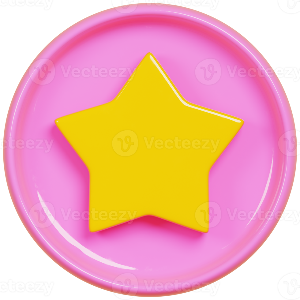 3D cute star.Minimal design 3d render. png