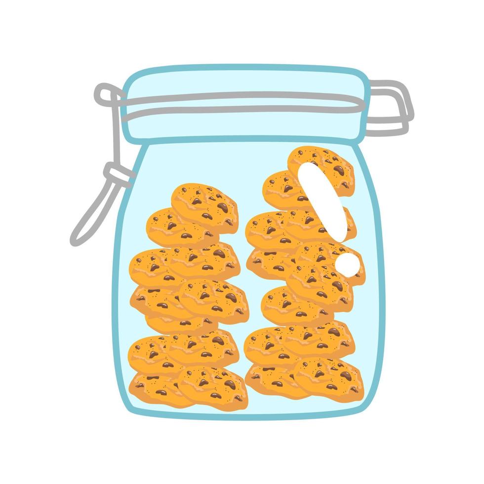 cookie jar with tasty chocolate cookies vector