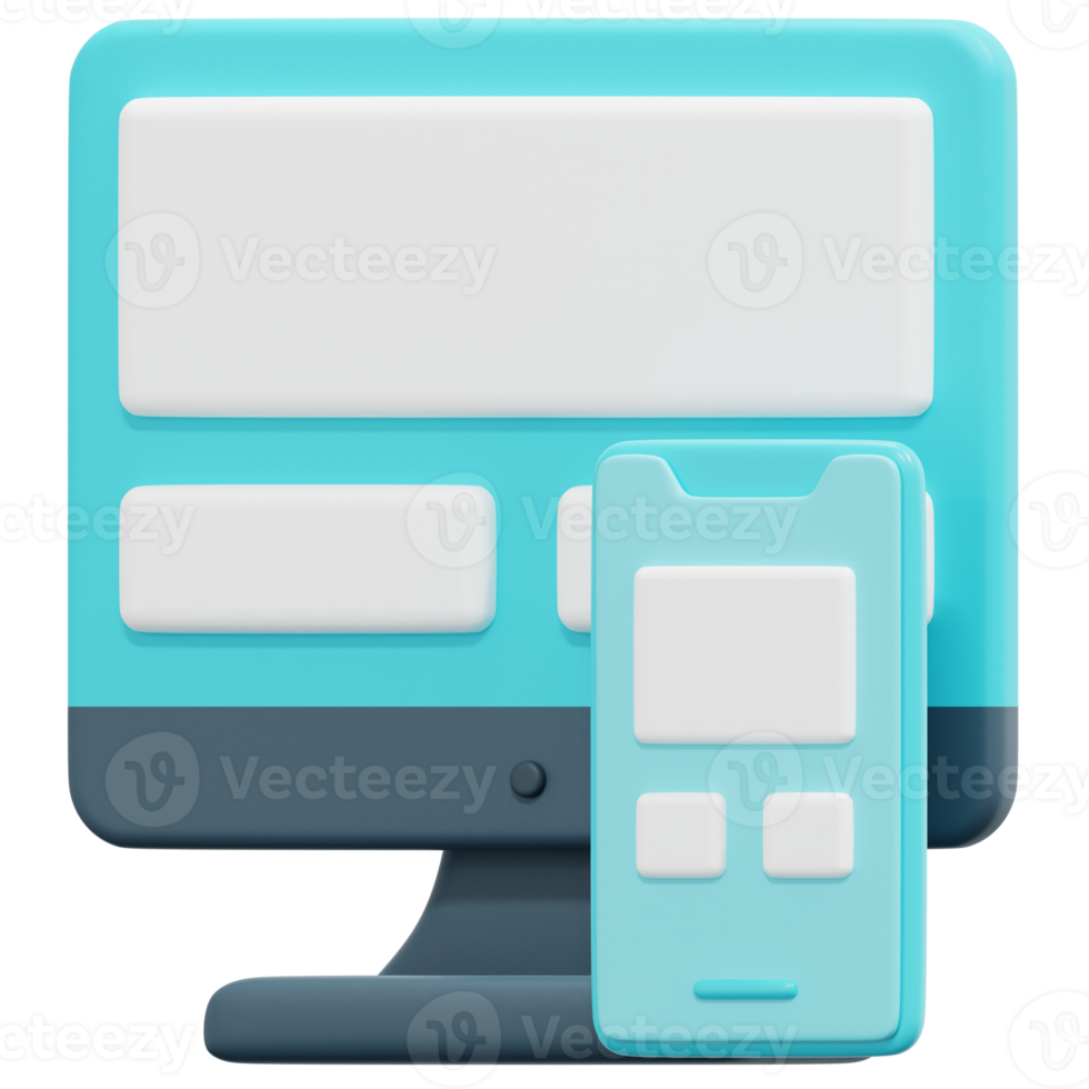 responsive design 3d render icon illustration png