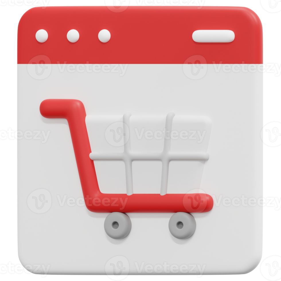 shopping cart 3d render icon illustration png