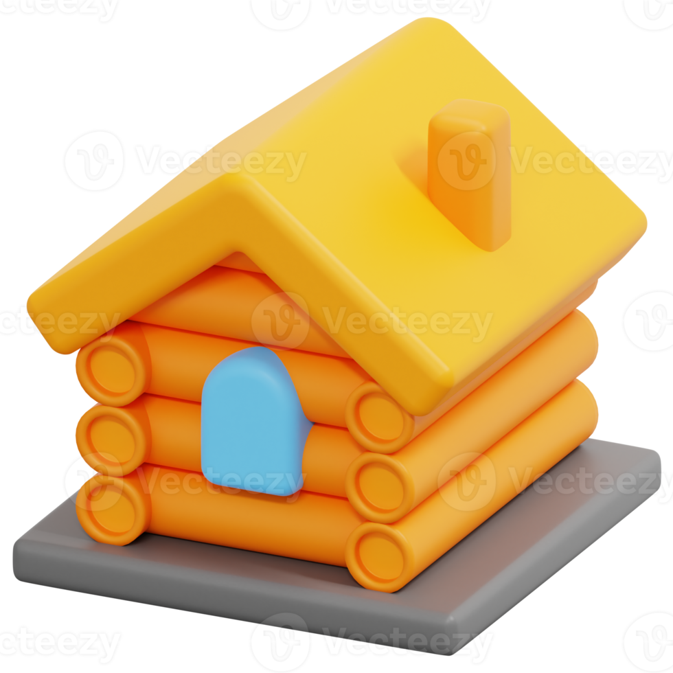 cabin 3d render icon illustration png