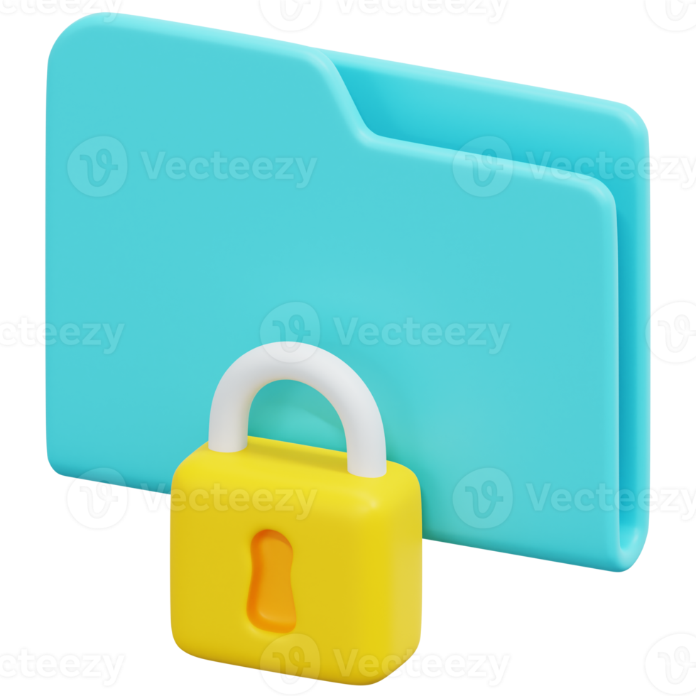 secure 3d render icon illustration png