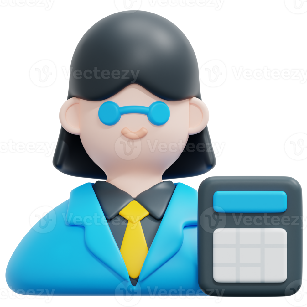 accountant 3d render icon illustration png