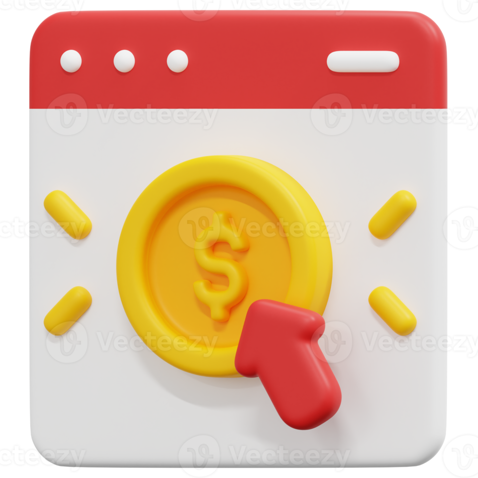 pay per click 3d render icon illustration png