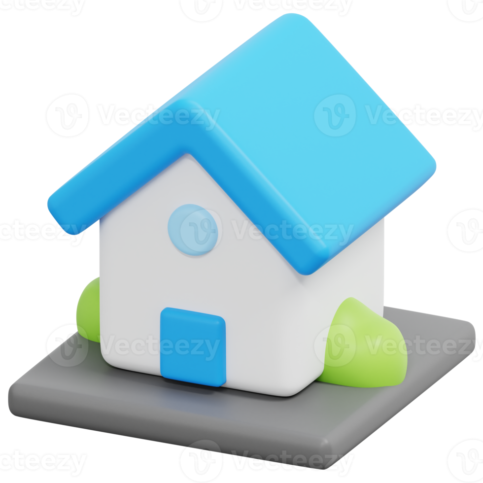 house 3d render icon illustration png