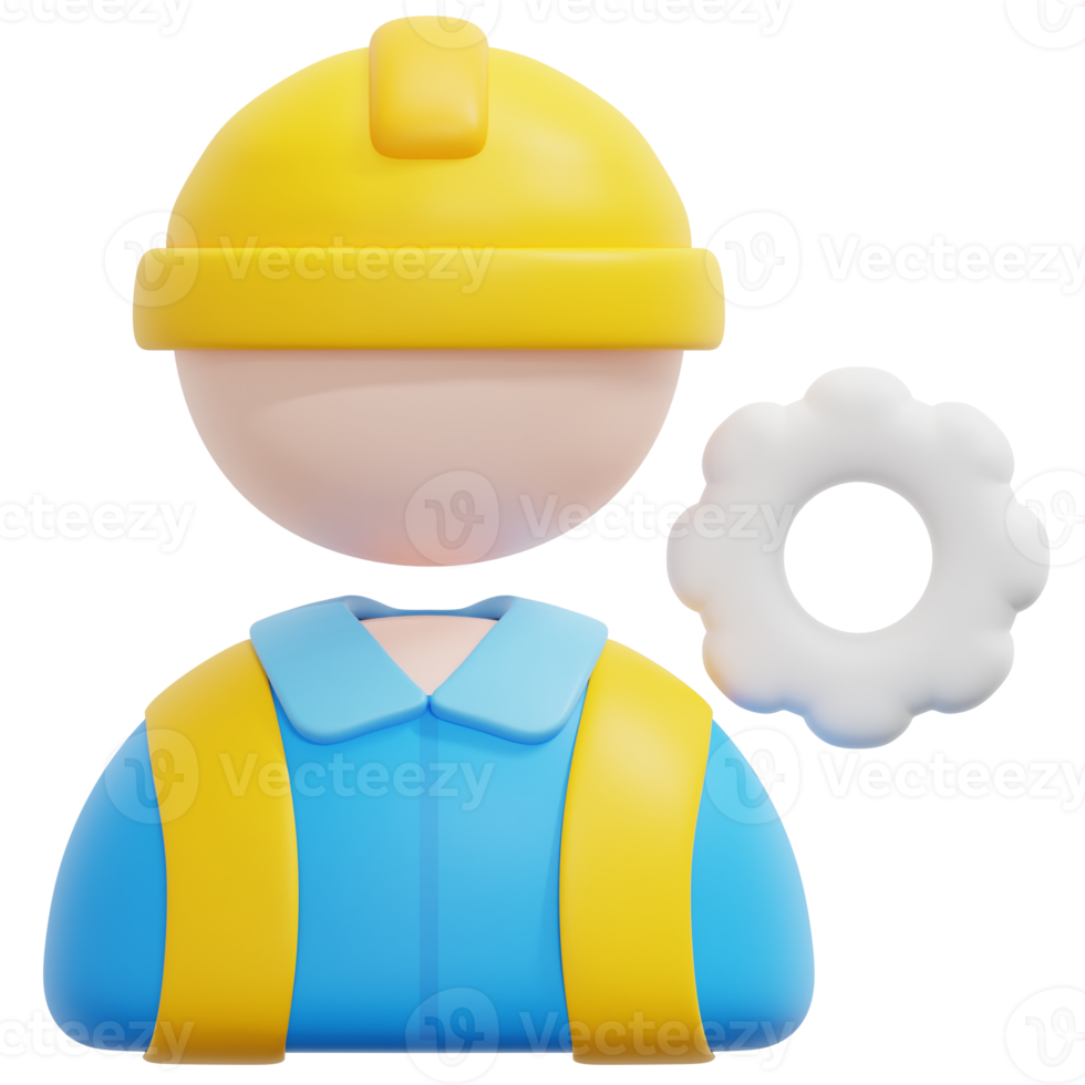 engineer 3d render icon illustration png