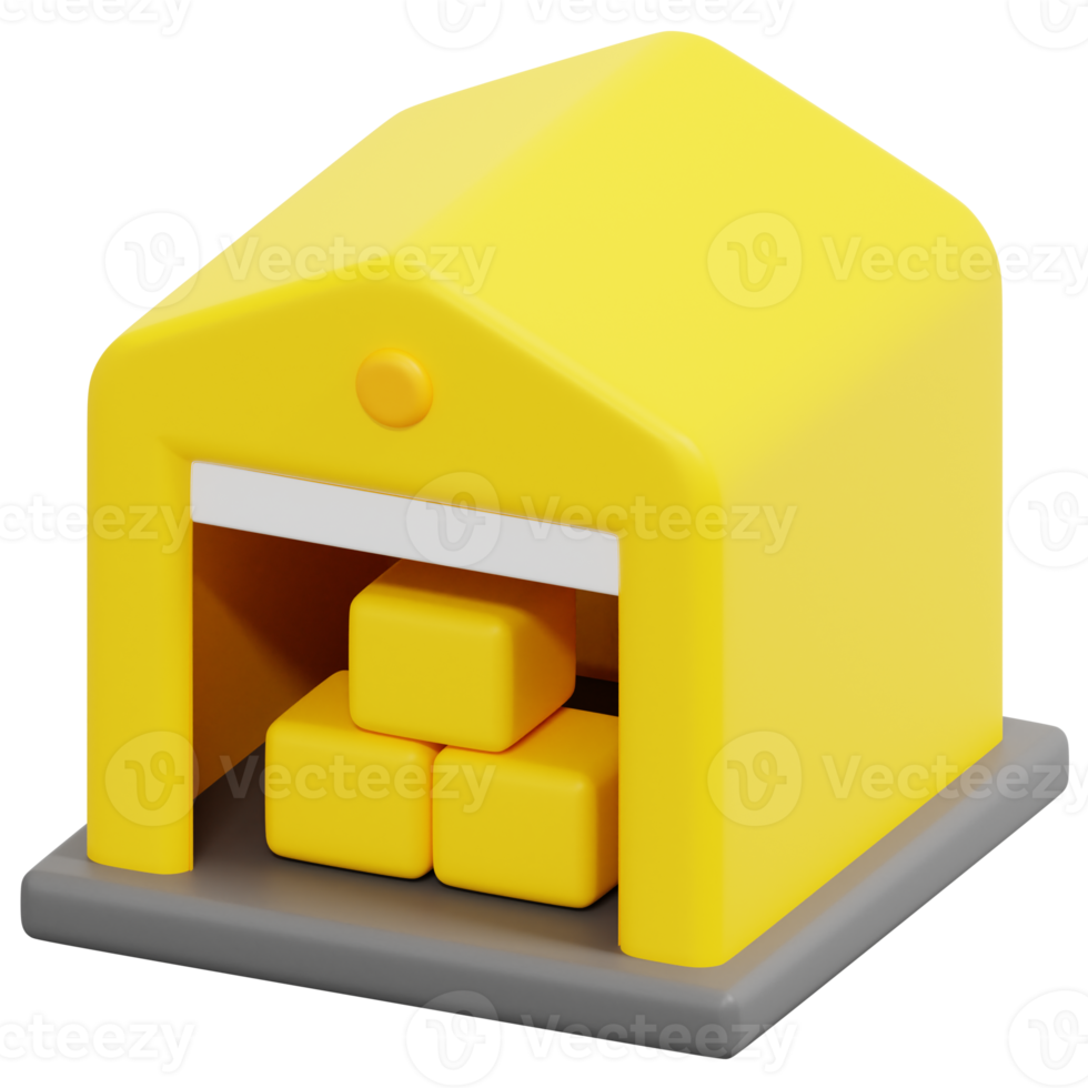 almacén 3d render icono ilustración png