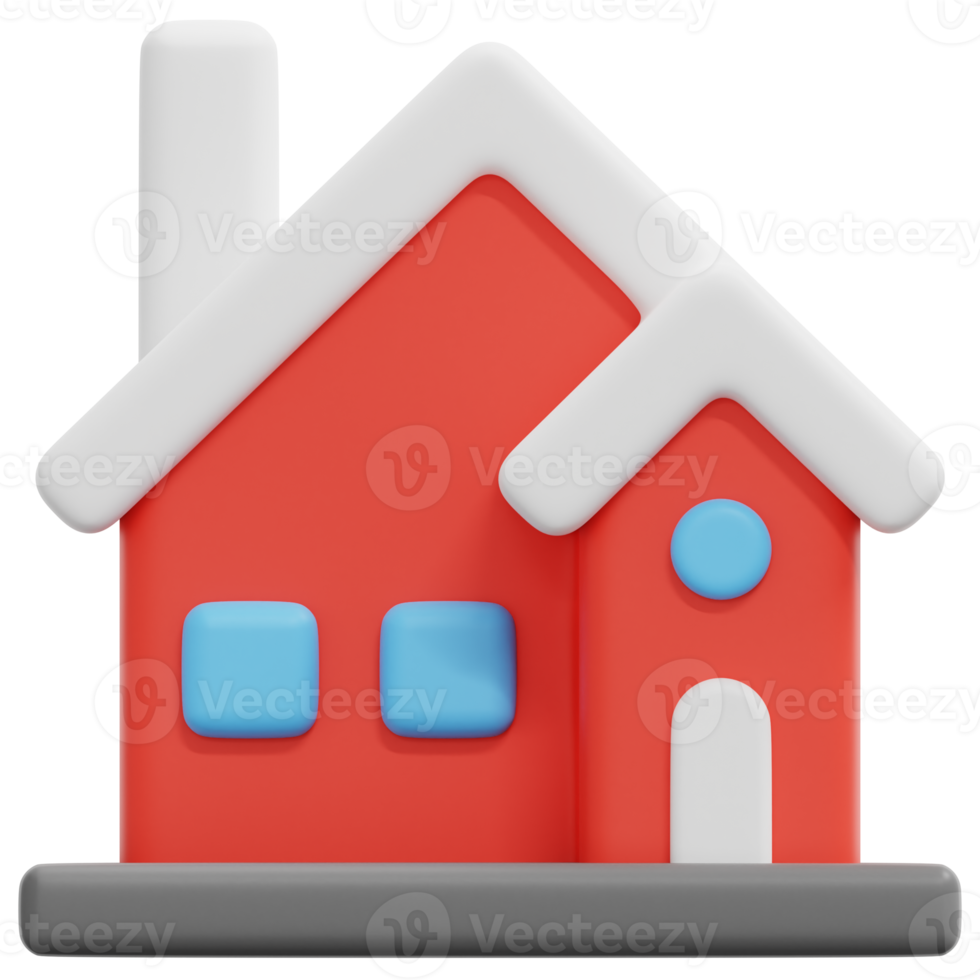 house 3d render icon illustration png