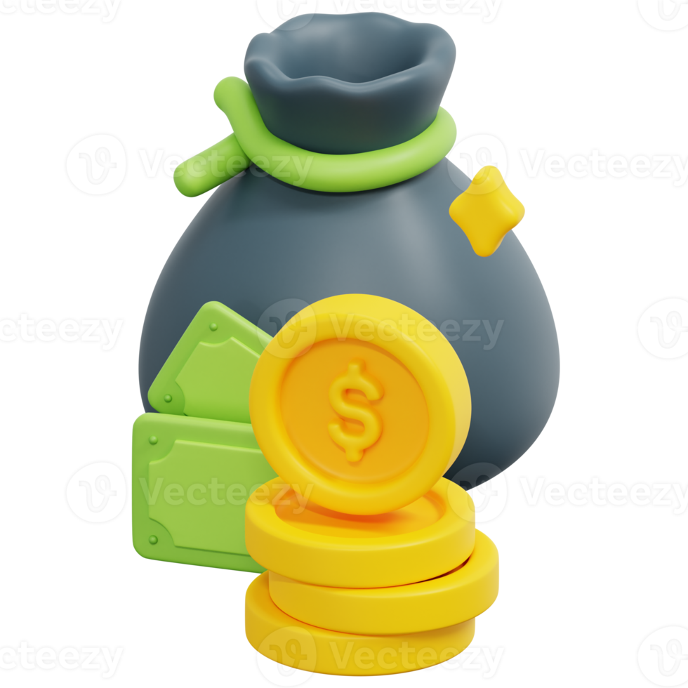 money 3d render icon illustration png