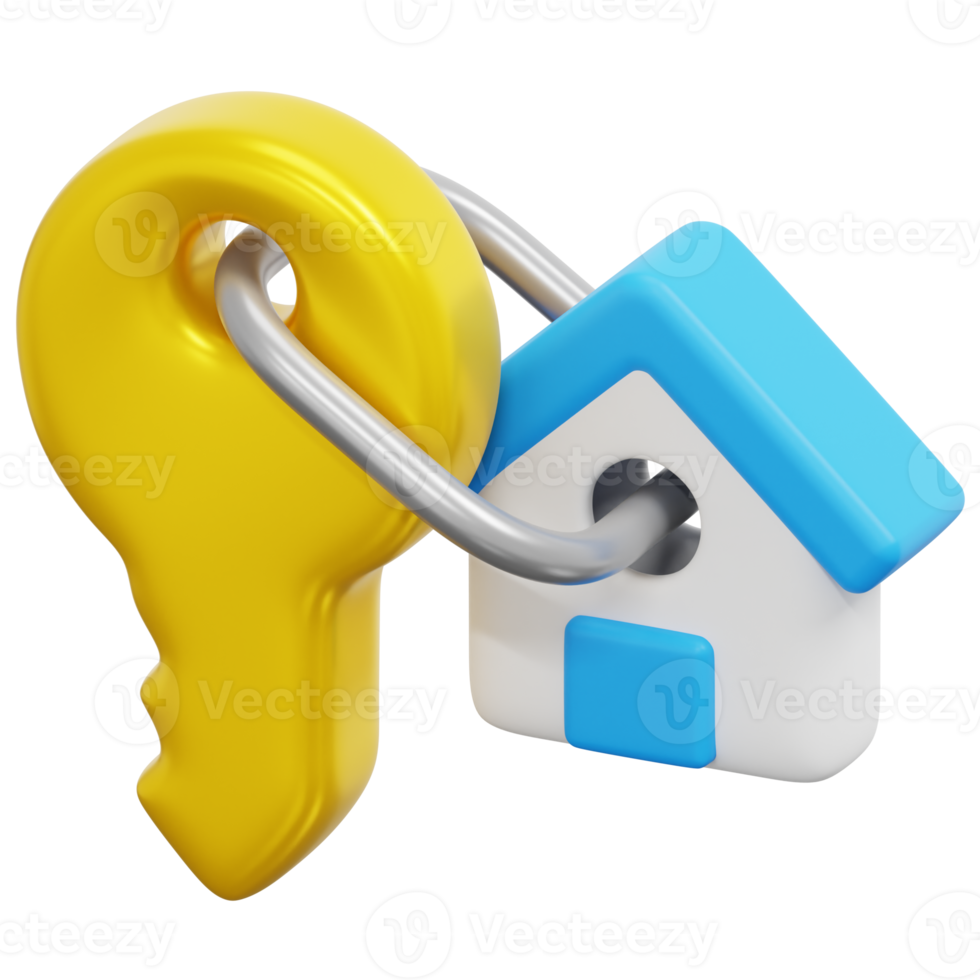 door key 3d render icon illustration png