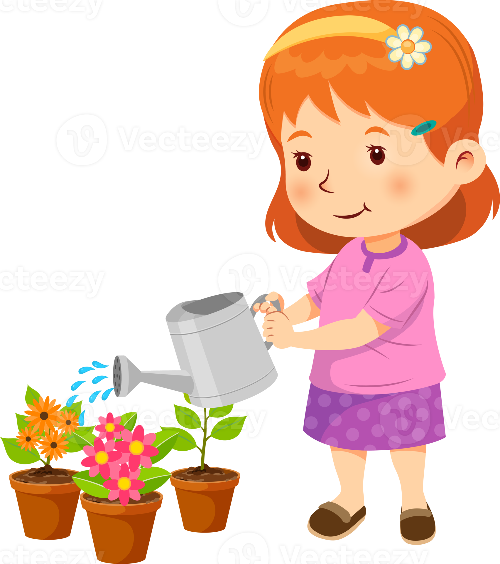 Cute girl watering the plants 21598020 PNG