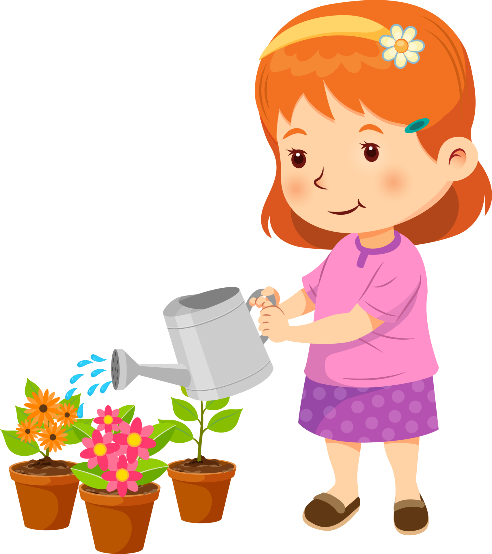 Cute girl watering the plants 21598020 PNG
