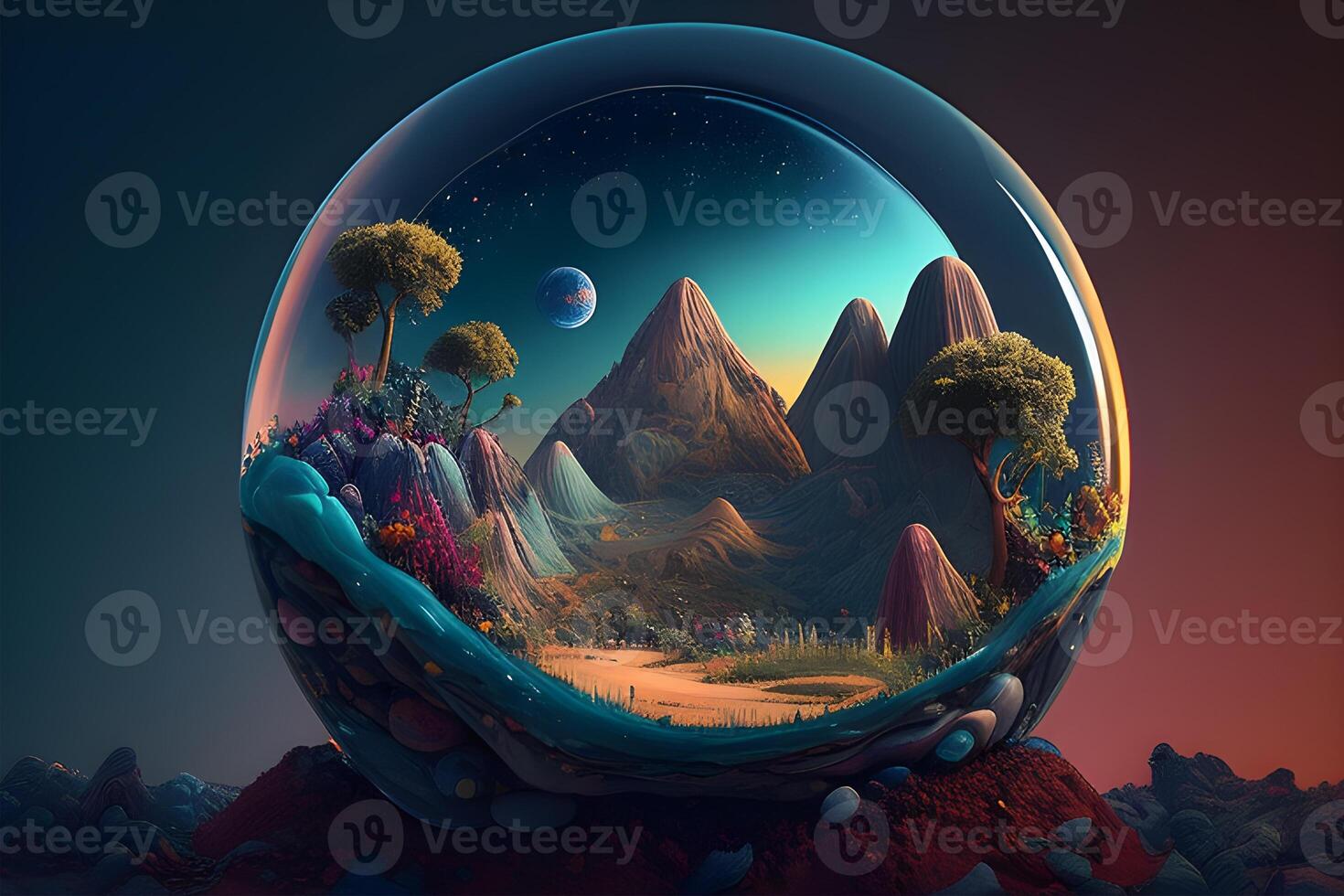 Earth view in space for world earth day. . photo