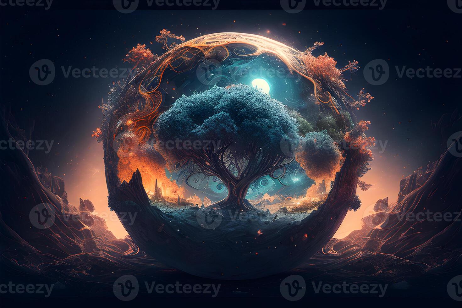 Earth view in space for world earth day. . photo
