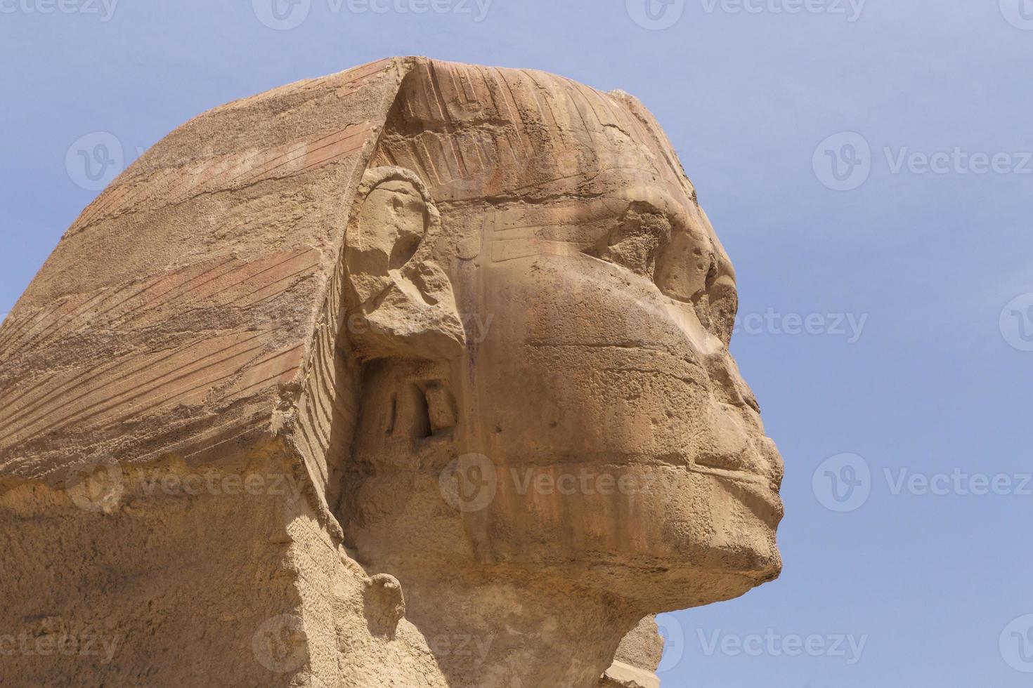 close up of head of the Great Sphinx in Giza photo