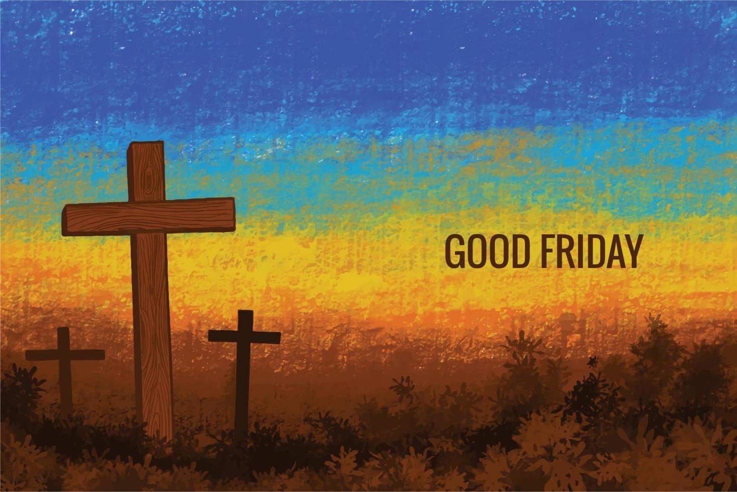 Good friday with jesus christ crucifixion scene background vector