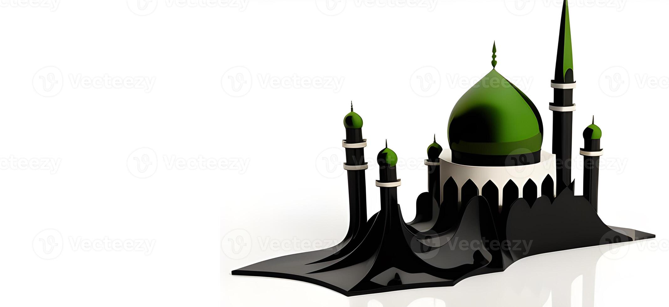 silhouette of a mosque on the white background for happy Ramadan Mubarak. . photo