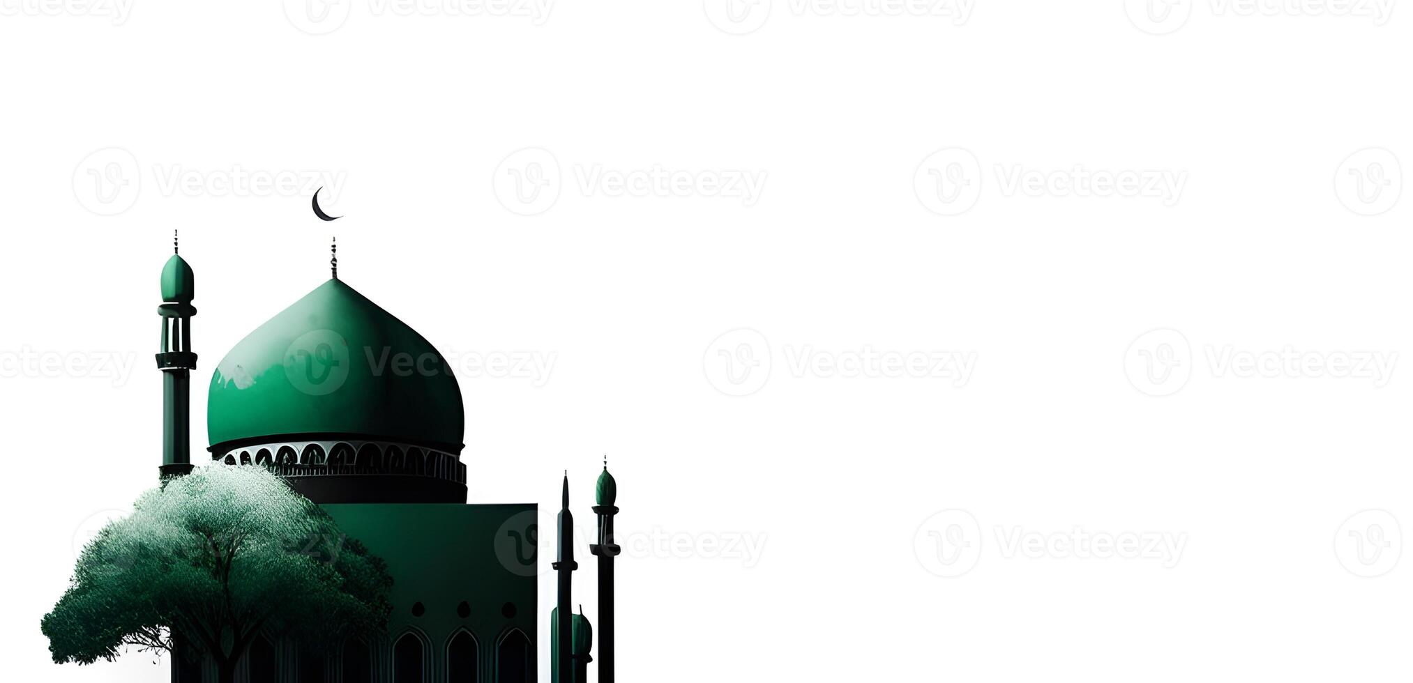 silhouette of a mosque on the white background for happy Ramadan Mubarak. . photo