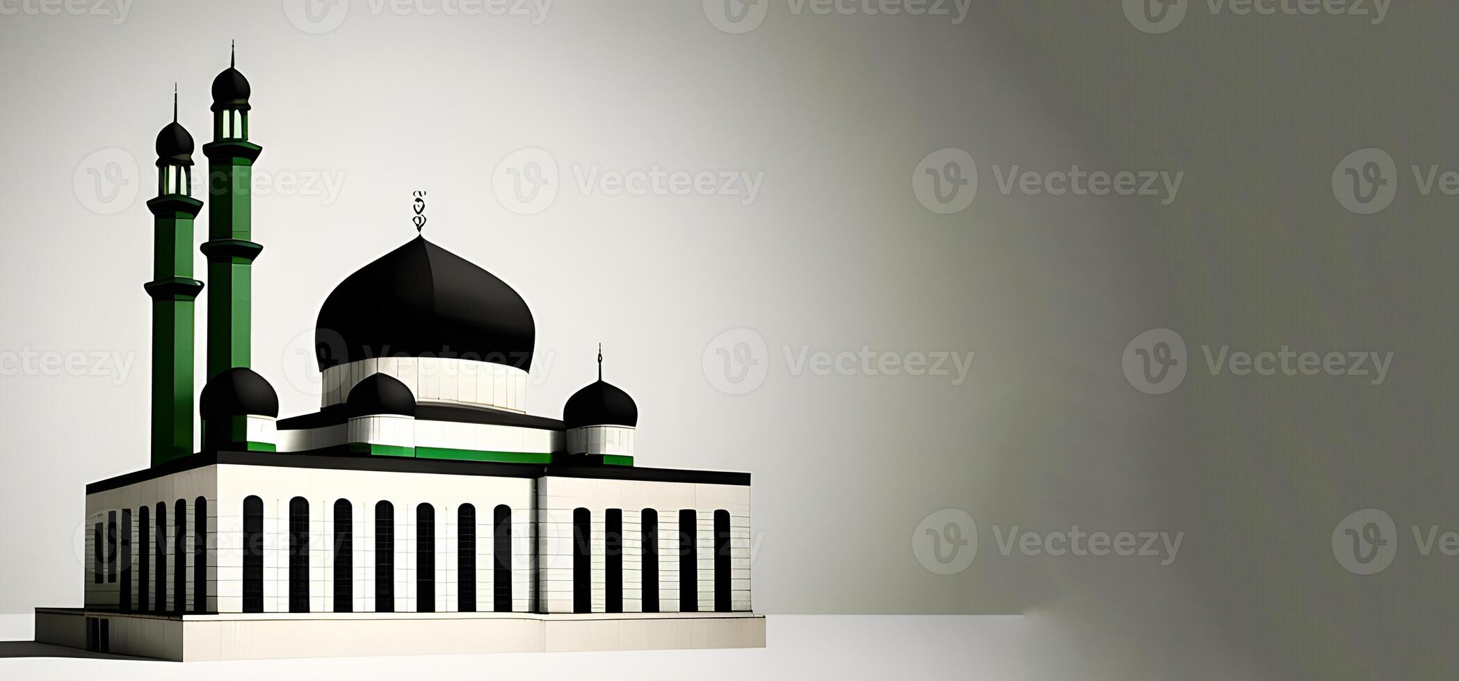 silhouette of a mosque on the white background for happy Ramadan Mubarak. . photo