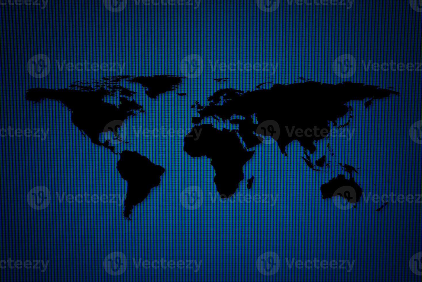 Abstract World Map on Blue LED Wall Texture Background. Elements of this Image Furnished by Nasa. photo