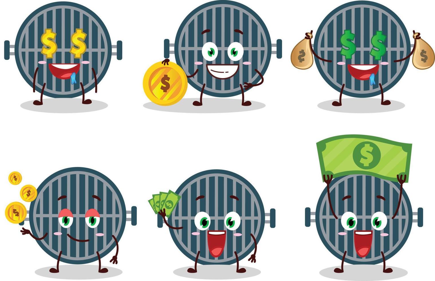 Grill cartoon character with cute emoticon bring money vector